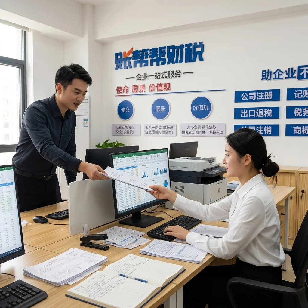 惠州账帮帮财税专业团队在办公室进行财务报表分析和审核