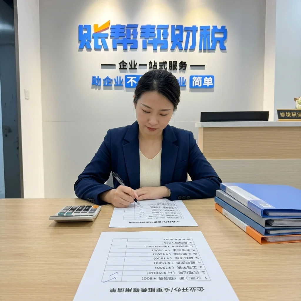 账帮帮财税员工核对营业执照代办费用清单