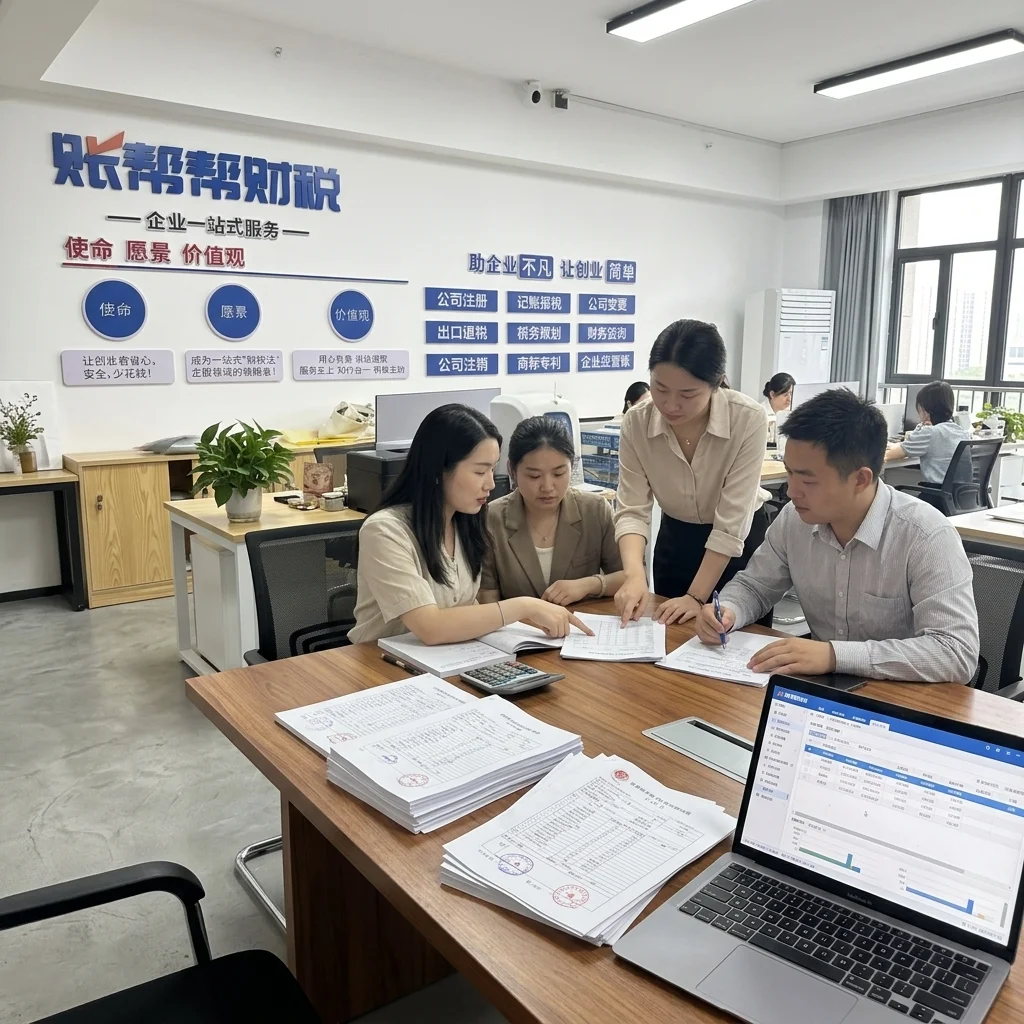 惠州账帮帮财税会计团队正在进行代理记账报税流程讨论
