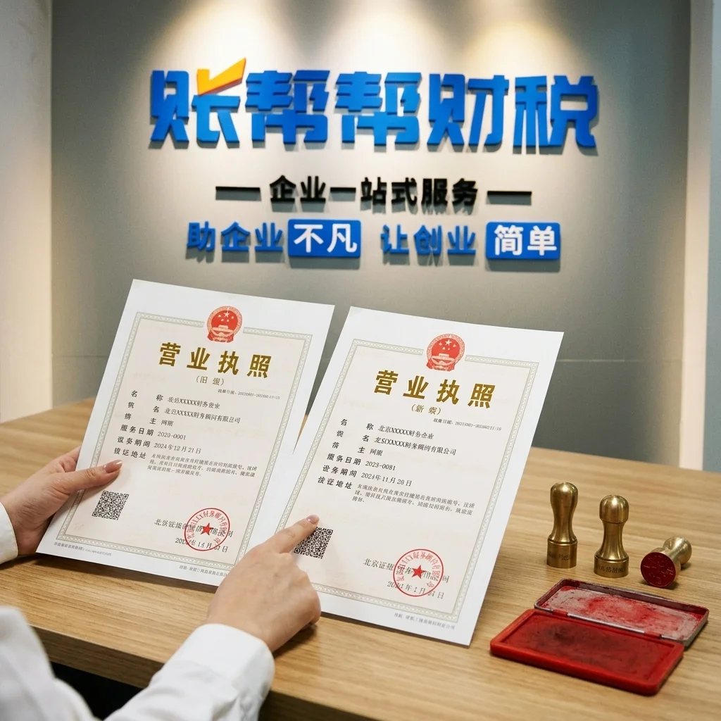 对比新旧营业执照中的法定代表人信息