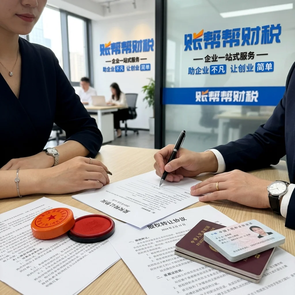 账帮帮财税工作人员协助客户签署股权转让协议