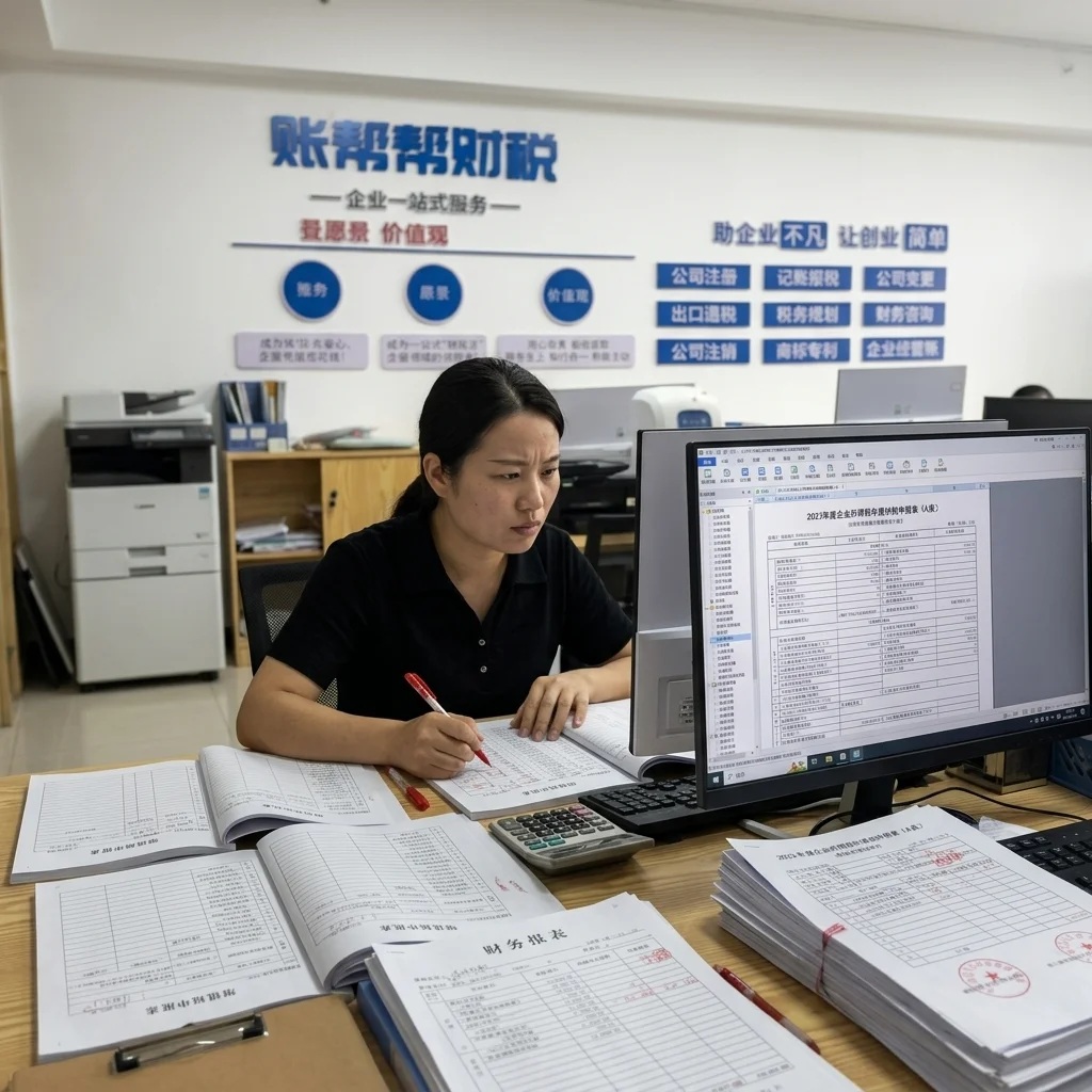 账帮帮财税工作人员审核汇算清缴申报材料并标记错误