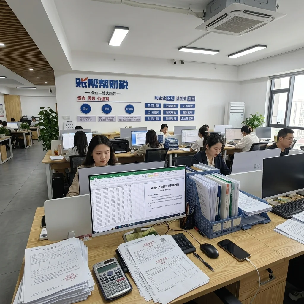 惠州账帮帮财税办公室会计正在进行代理记账工作