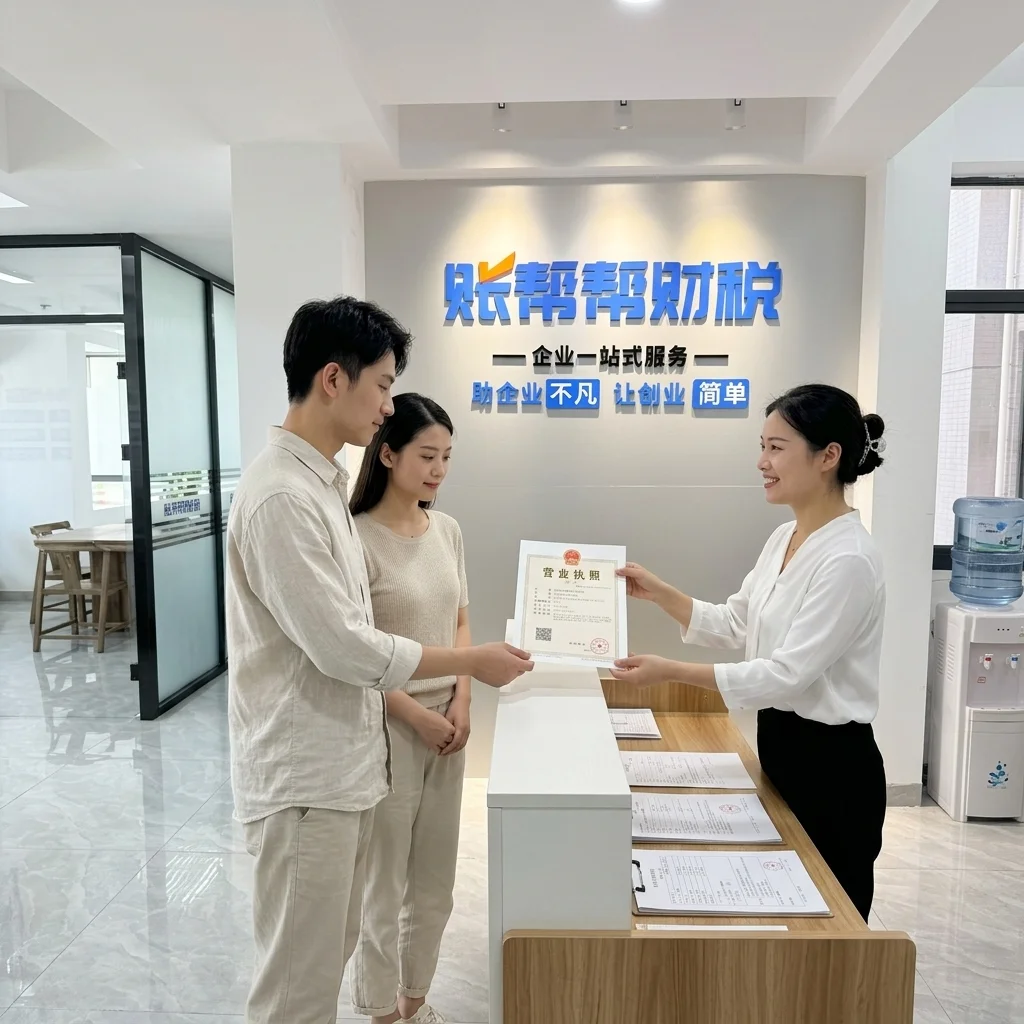 客户在惠州账帮帮财税前台领取营业执照
