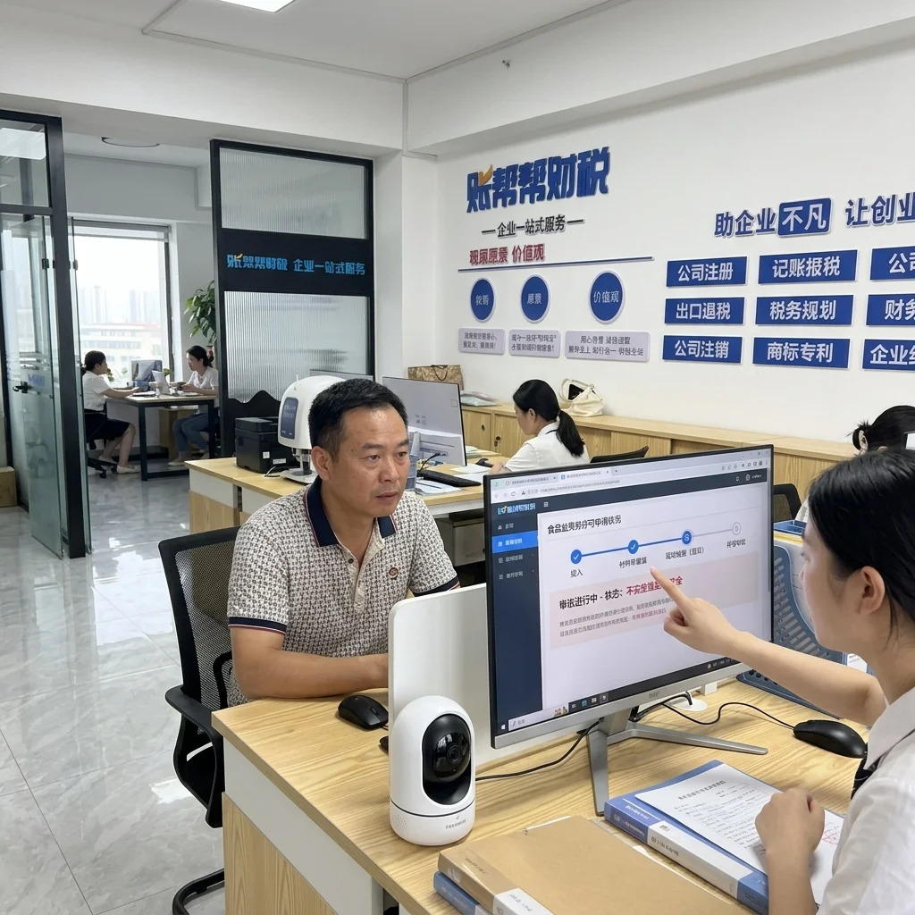 惠州商家在账帮帮财税前台查询食品经营许可证申请审批进度