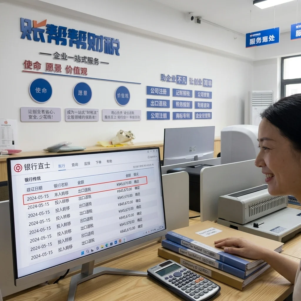 惠州会计确认出口退税款到达银行账户