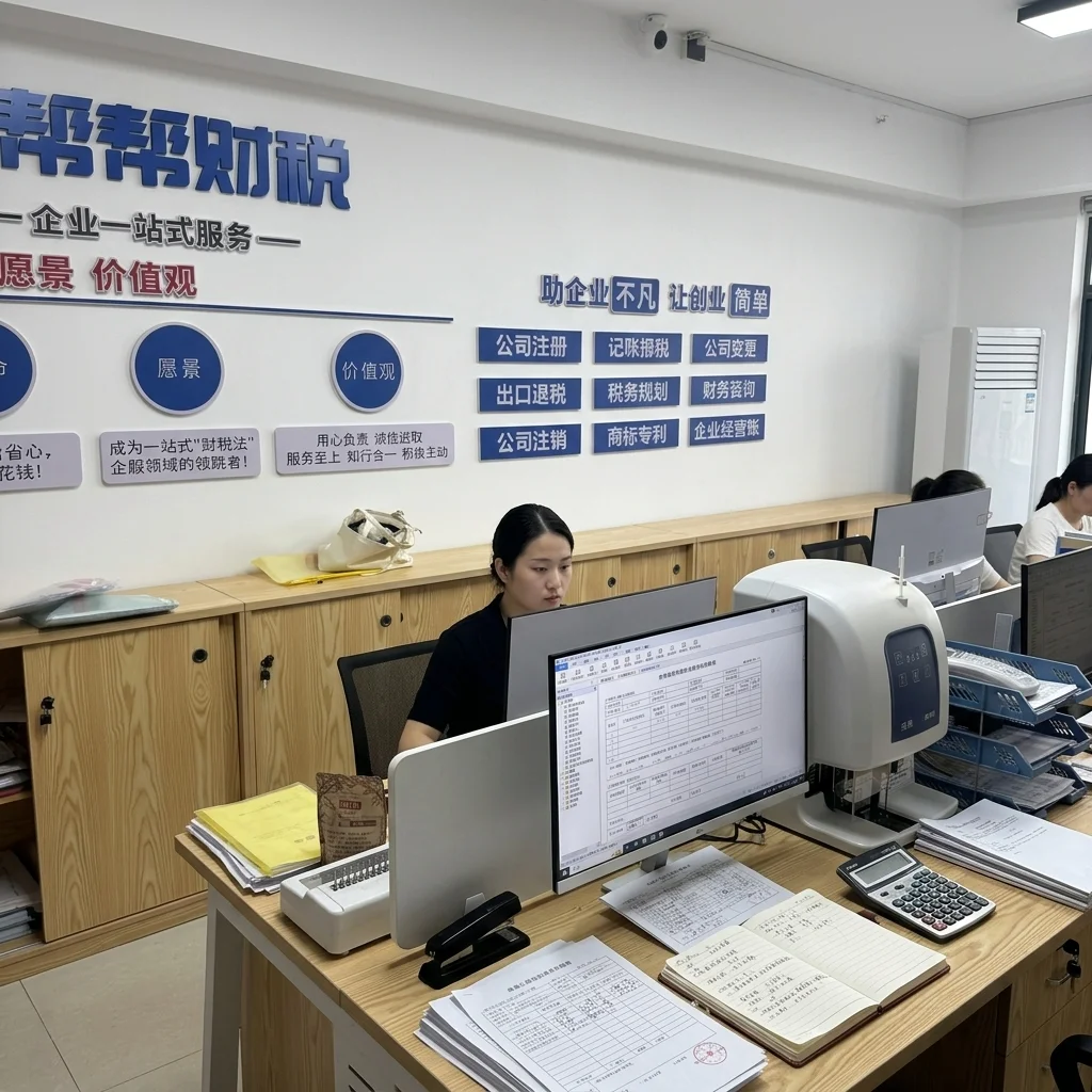 惠州账帮帮财税会计在电脑前为小规模纳税人处理税务申报