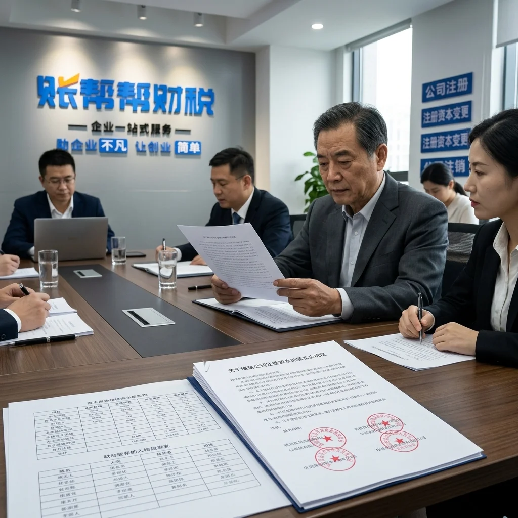 账帮帮财税会议室内股东们讨论增资减资方案